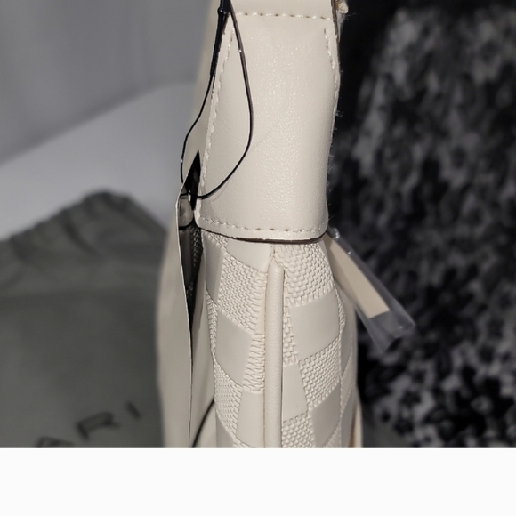 NWT Tahari Delta Hobo Checkered Shoulder Bag Bone Ivory Off White Cream 14" - Picture 5 of 10